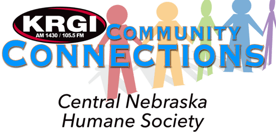 KRGI logo with the words Community Connections Central Nebraska Humane Society