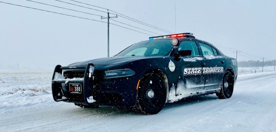 Nebraska State Patrol Car Snow
